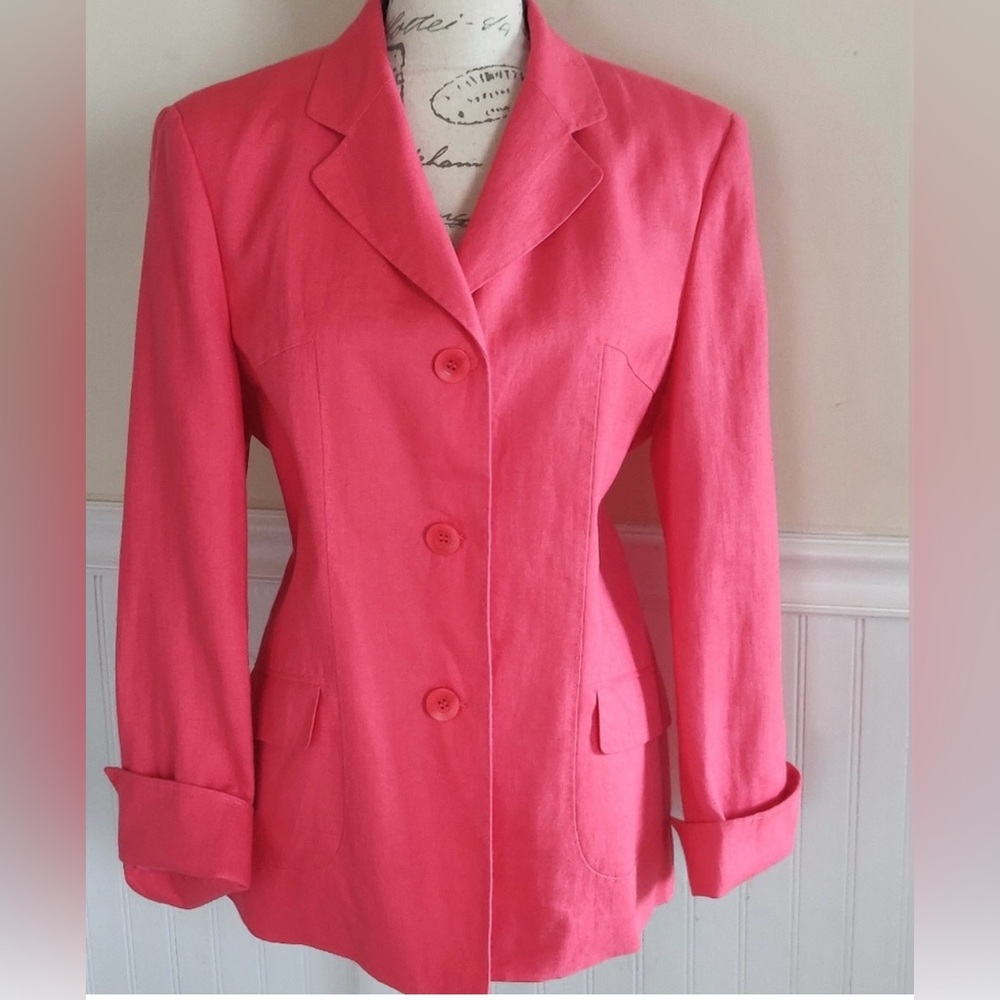 Talbot's Pink/Coral linen blazer 12